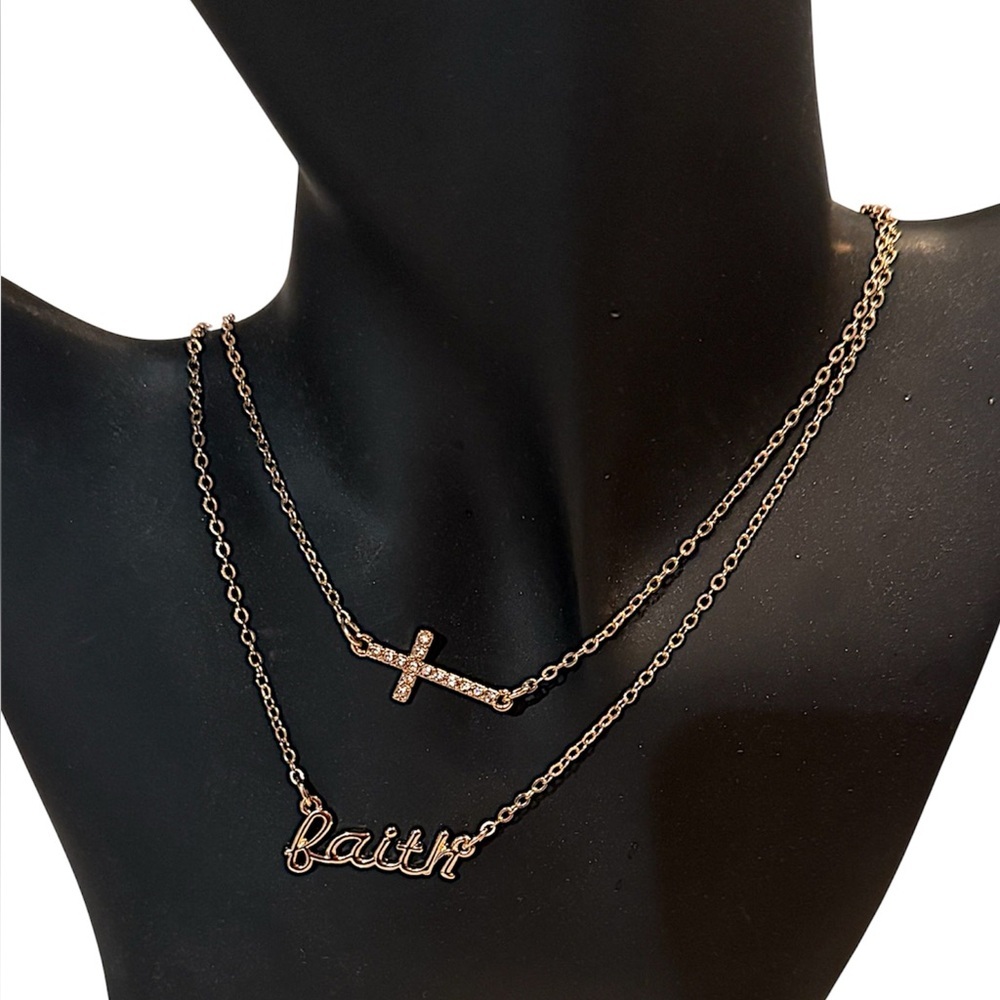Vintage 1886 AVON Gold Faith and Cross Necklace IN BOX